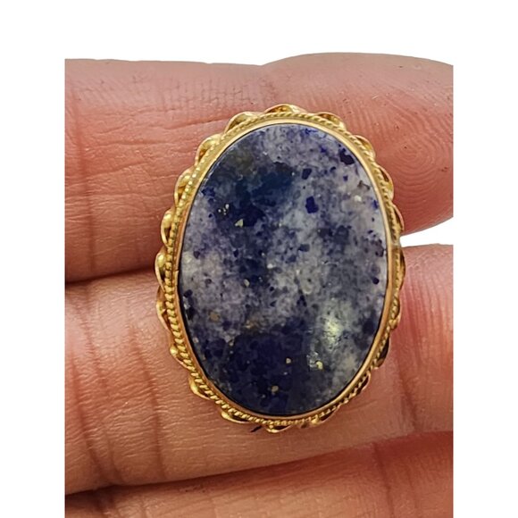 Vintage 70s 14kt Custom Made Lapis or Sodalite Cufflinks (A4415) - Picture 2 of 8